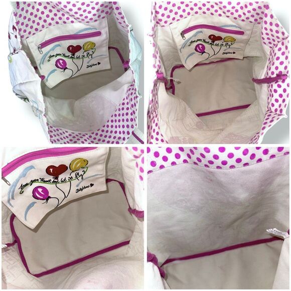 Brighton Free Your Heart B Mine White Cotton Canvas Tote Bag Balloons Red Love - Picture 12 of 12